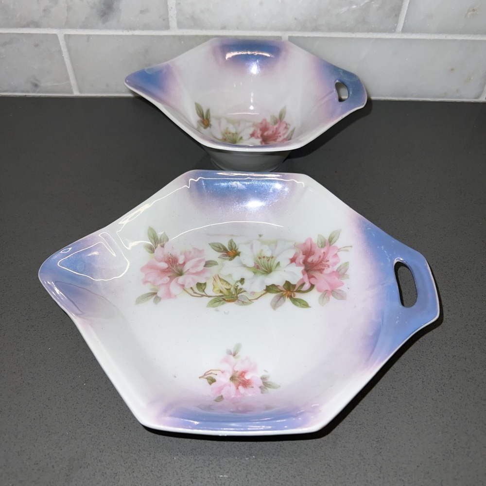 2 Piece Matching Vintage Lusterware Berry, Candy Bowl and Nut Dish